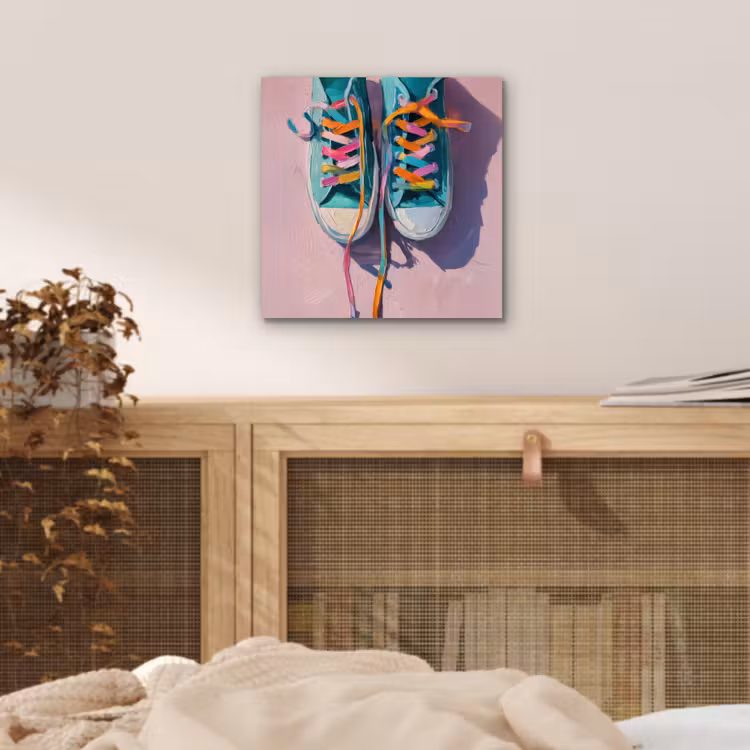 Aluminium schilderij - Sneakers - Veters - Kleurrijk - Schaduw — 4