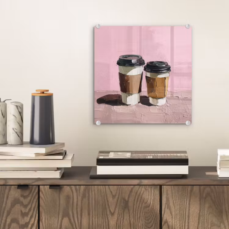 Glas schilderij - Koffiebekers - Deksel - Verf - Textuur — 2