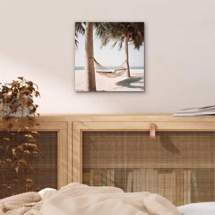 Aluminium schilderij - Hangmat tussen Palmbomen Strand — 4