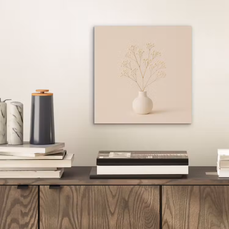Aluminium schilderij - Gipskruid in Vaas Beige — 2