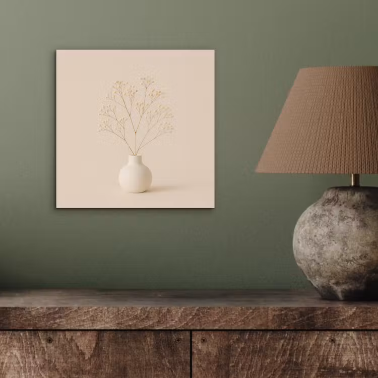 Aluminium schilderij - Gipskruid in Vaas Beige — 3