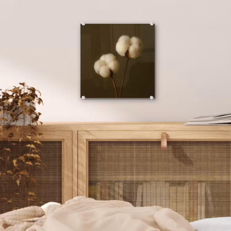 Glas schilderij - Takken - Katoen - Wit - Bollen — 5