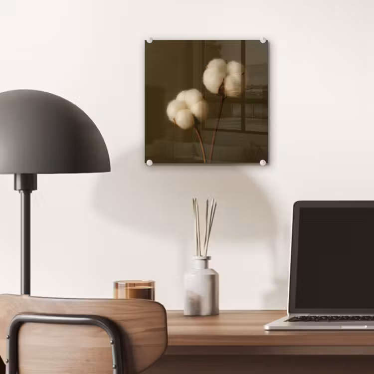 Glas schilderij - Takken - Katoen - Wit - Bollen — 7