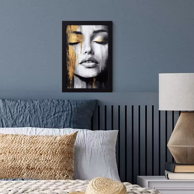 Poster met lijst - Gezicht - Vrouw - Penseelstreken - Abstract — 3