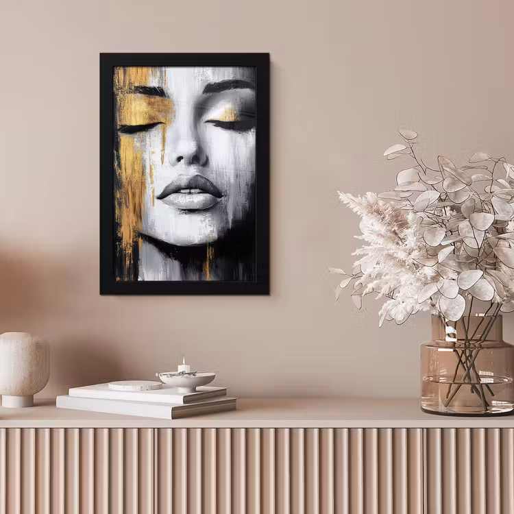 Poster met lijst - Gezicht - Vrouw - Penseelstreken - Abstract — 5