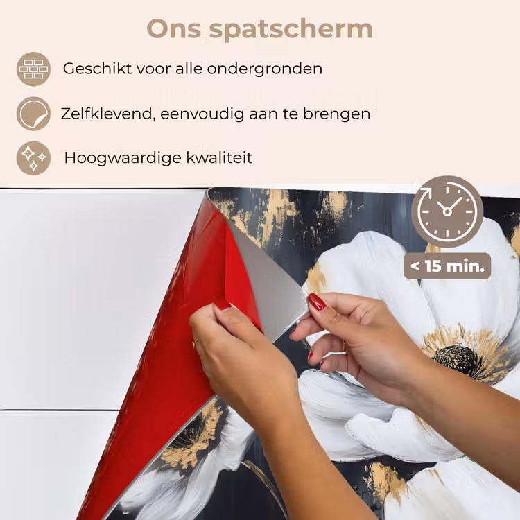 Spatscherm keuken - Bloemen - Wit - Abstract — 4