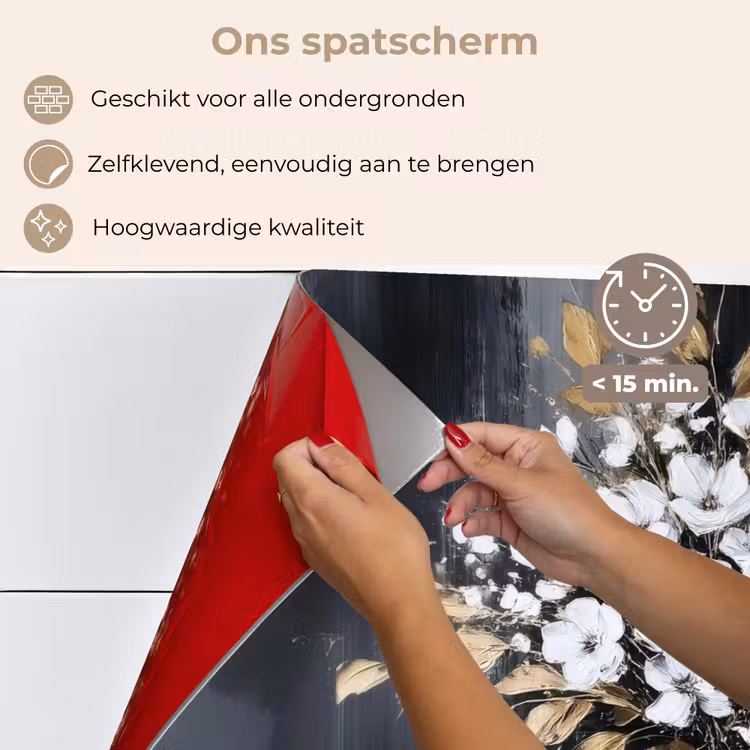 Spatscherm keuken - Bloemen - Wit - Vaas - Abstract — 4