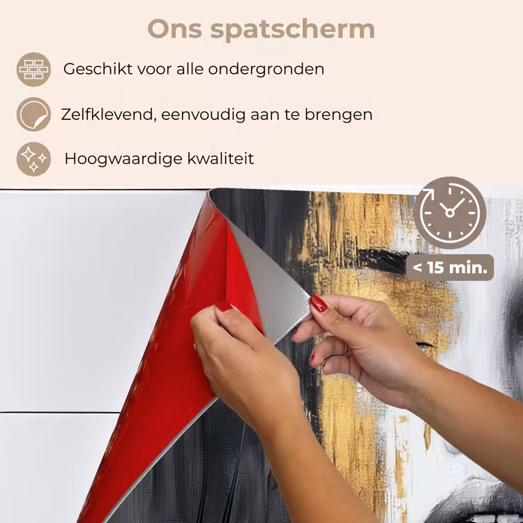 Spatscherm keuken - Gezicht - Vrouw - Penseelstreken - Abstract — 4