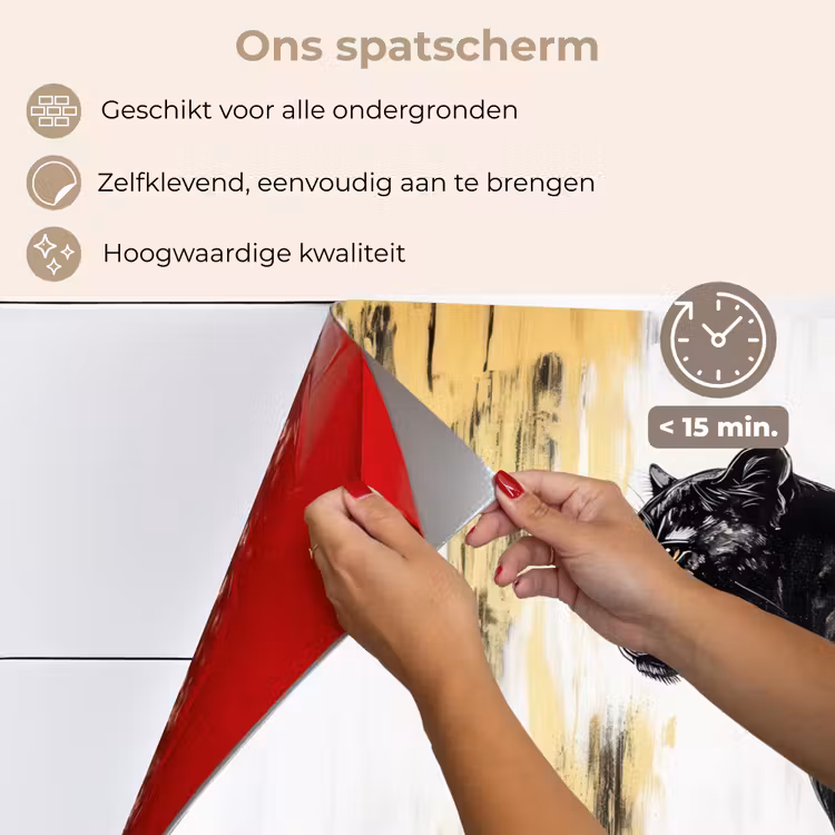 Spatscherm keuken - Panter - Zwart - Abstract - Goud — 4