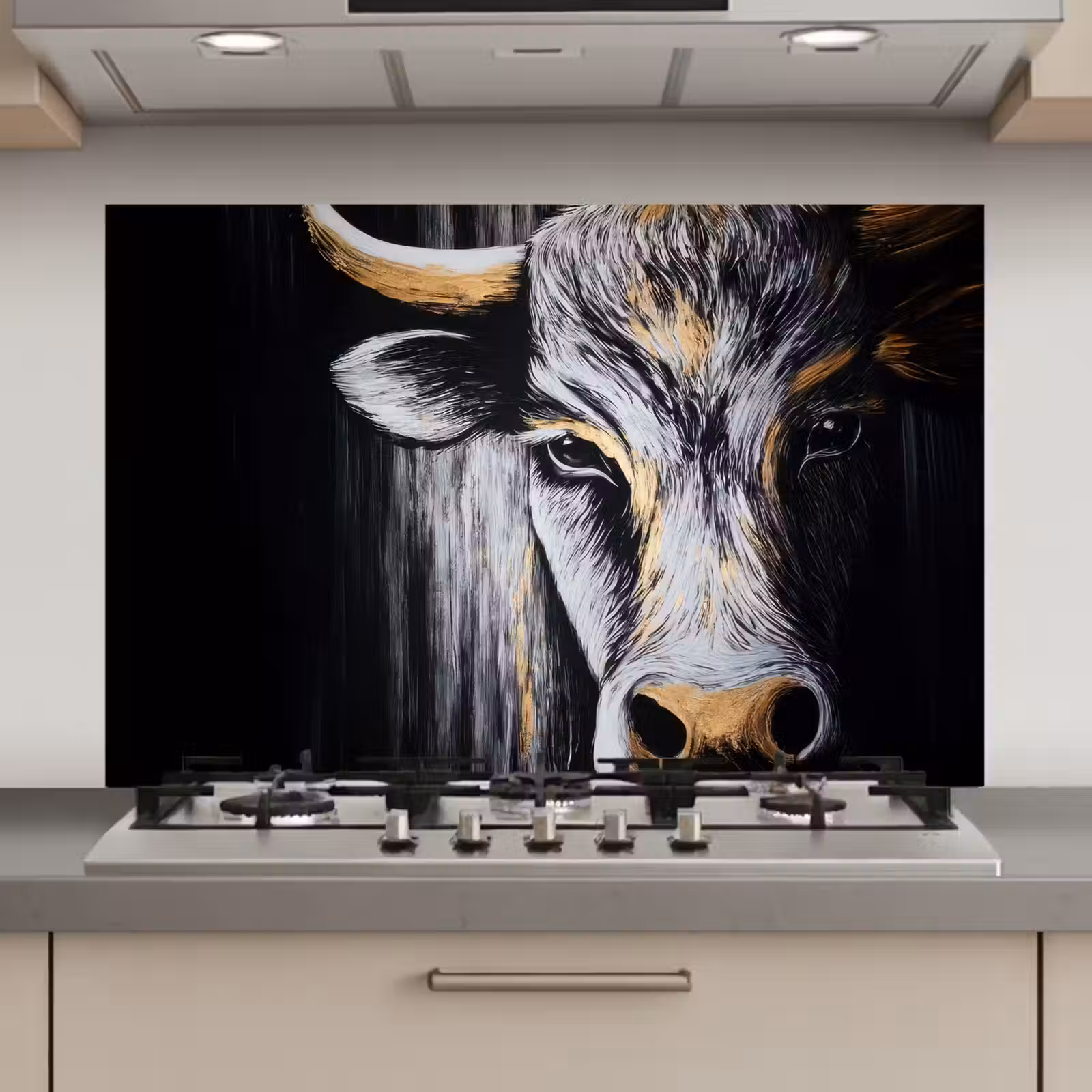 Spatscherm keuken - Stier - Hoorns - Snuit - Goud — 1