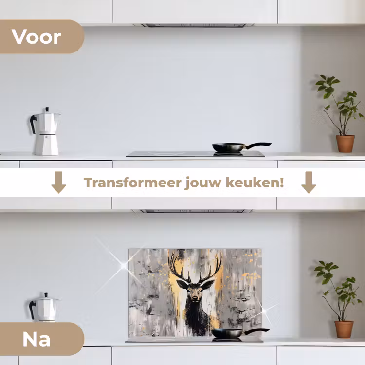 Spatscherm keuken - Abstract - Hert - Gewei - Goud — 3