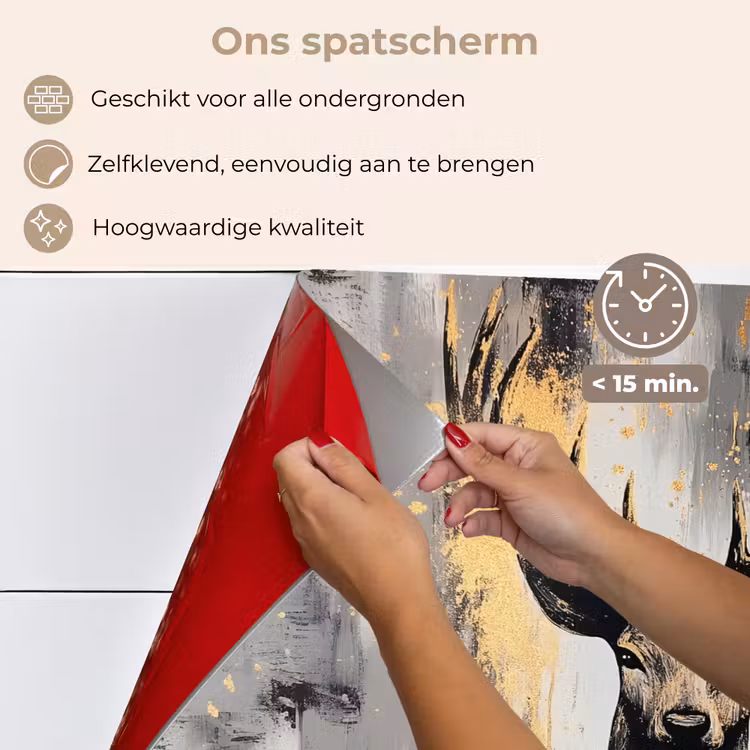 Spatscherm keuken - Abstract - Hert - Gewei - Goud — 4
