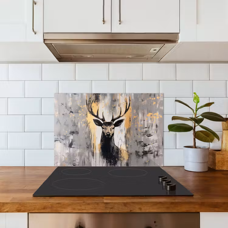 Spatscherm keuken - Abstract - Hert - Gewei - Goud — 6