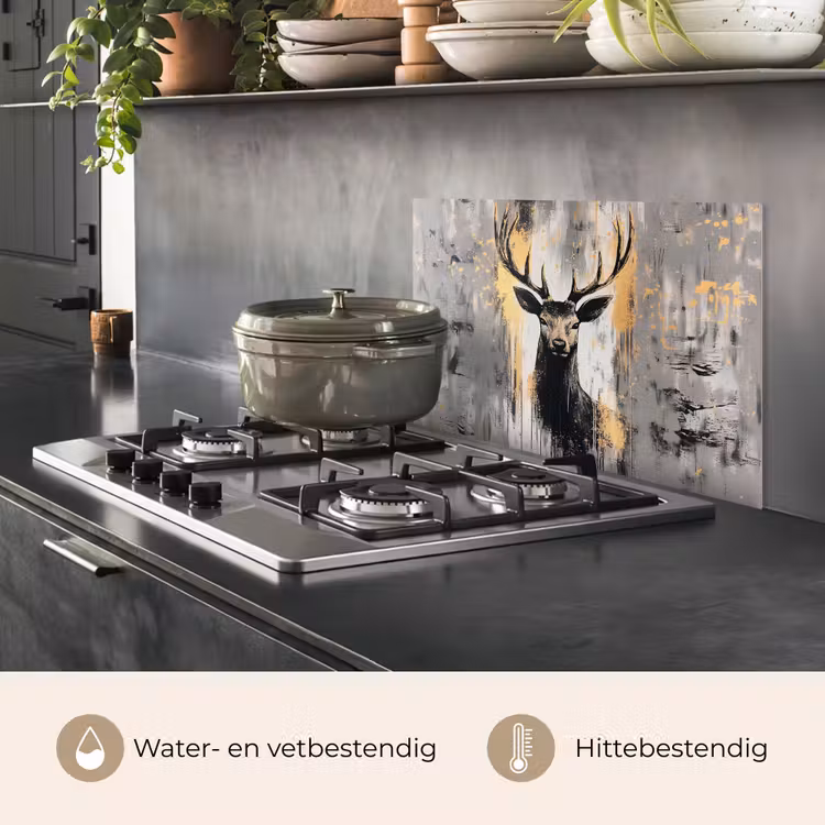 Spatscherm keuken - Abstract - Hert - Gewei - Goud — 7