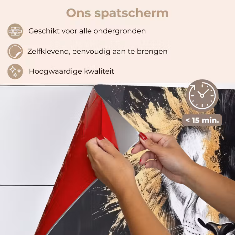 Spatscherm keuken - Leeuw - Gesplitst - Zwart - Lijn — 4