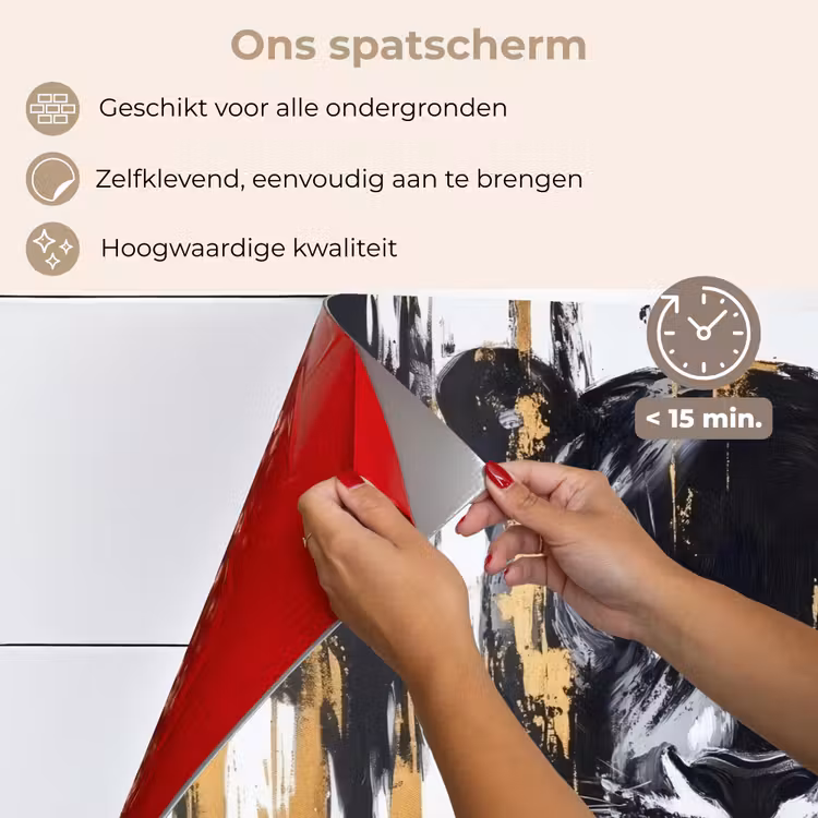 Spatscherm keuken - Panter - Zwart - Abstract - Verfstreken — 4