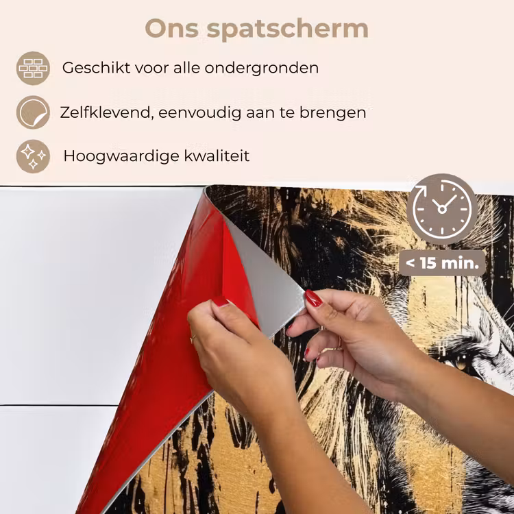 Spatscherm keuken - Portret - Leeuw - Abstract - Goud — 4