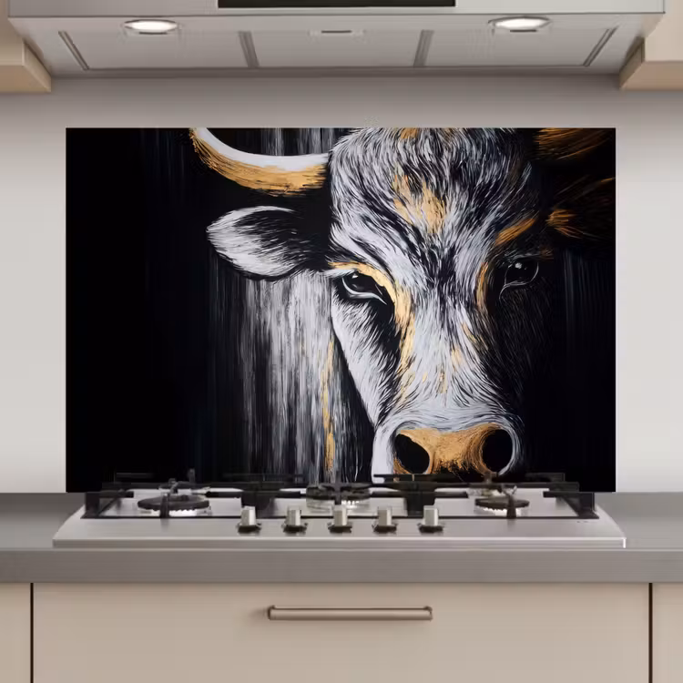 Spatscherm keuken - Stier - Hoorns - Snuit - Goud — 1
