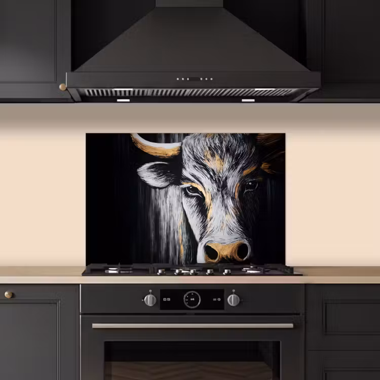 Spatscherm keuken - Stier - Hoorns - Snuit - Goud — 2