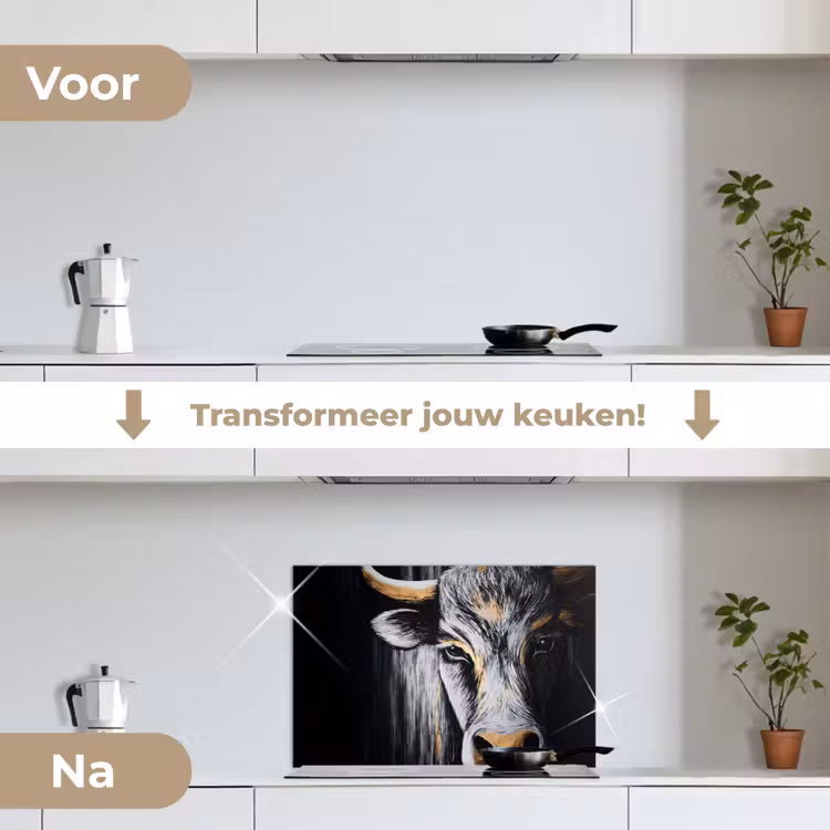 Spatscherm keuken - Stier - Hoorns - Snuit - Goud — 3