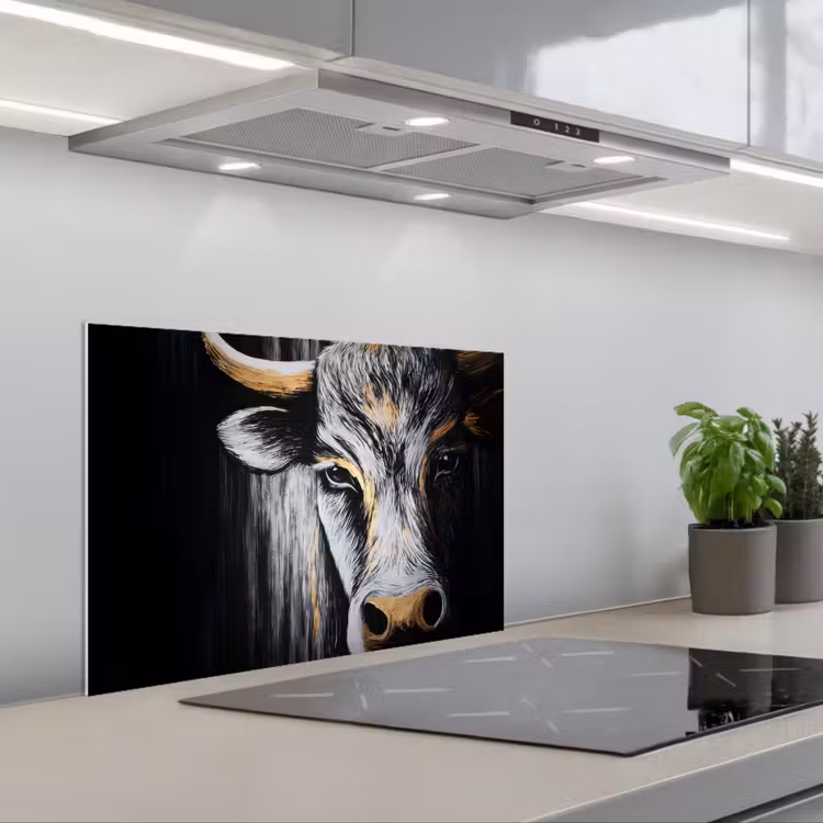 Spatscherm keuken - Stier - Hoorns - Snuit - Goud — 5