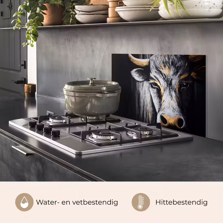 Spatscherm keuken - Stier - Hoorns - Snuit - Goud — 7