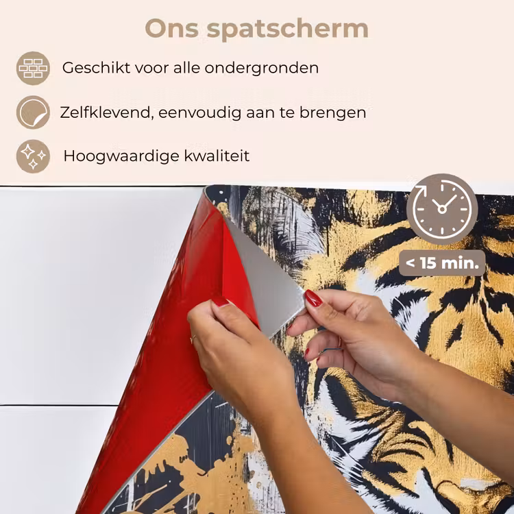 Spatscherm keuken - Tijger - Verfspatten - Goud — 4