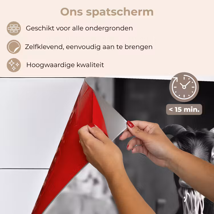 Spatscherm keuken - Geit Spaghetti Eten Zwart Wit — 4