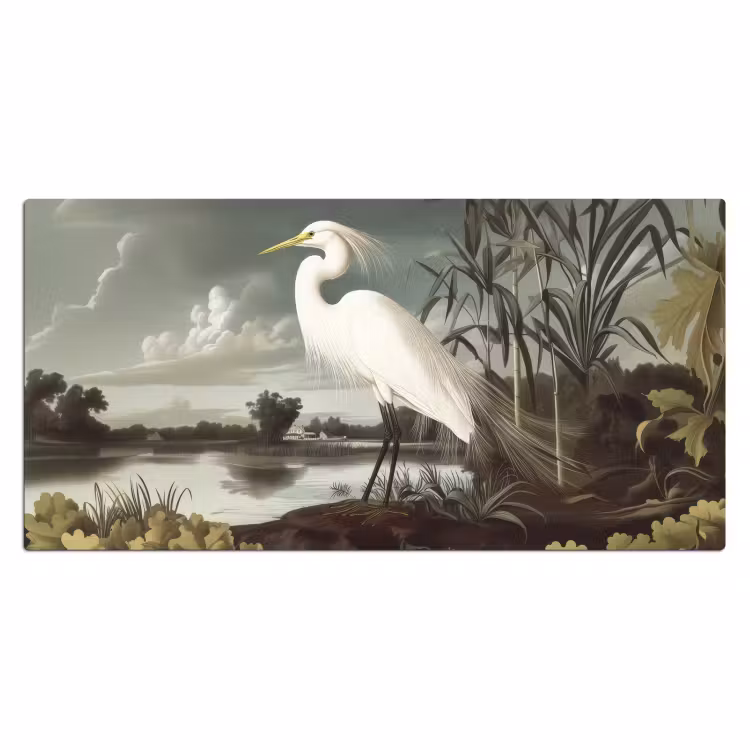 Bureau onderlegger - Reiger - Planten - Wolken - Wit — 1