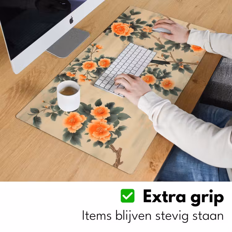 Bureau onderlegger - Vogel - Tak - Bloemen - Oranje — 5