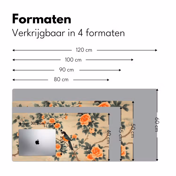 Bureau onderlegger - Vogel - Tak - Bloemen - Oranje — 7