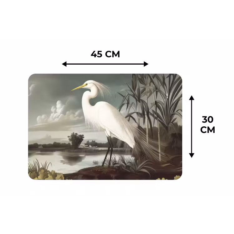Placemat - 6 stuks - Reiger - Planten - Wolken - Wit — 3