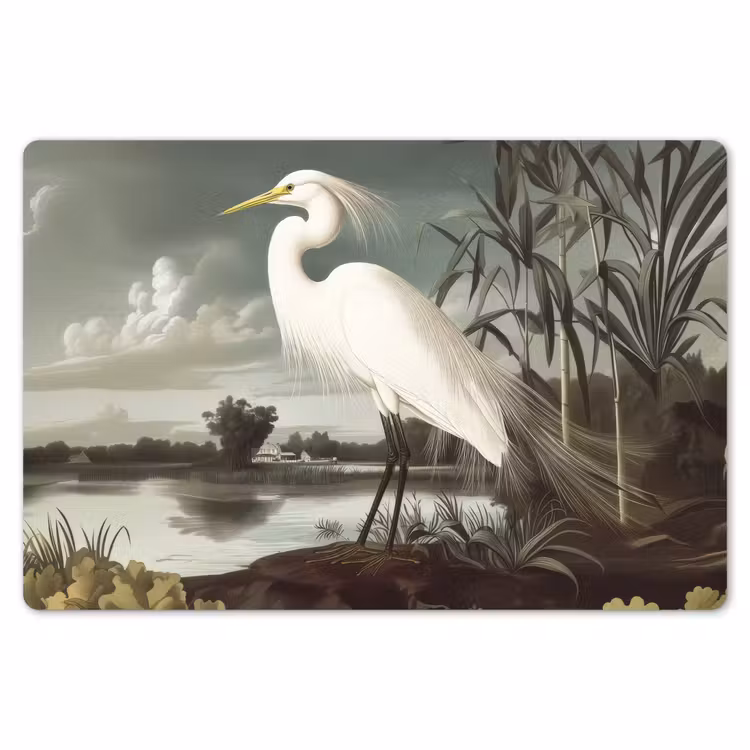 Placemat - 6 stuks - Reiger - Planten - Wolken - Wit — 7