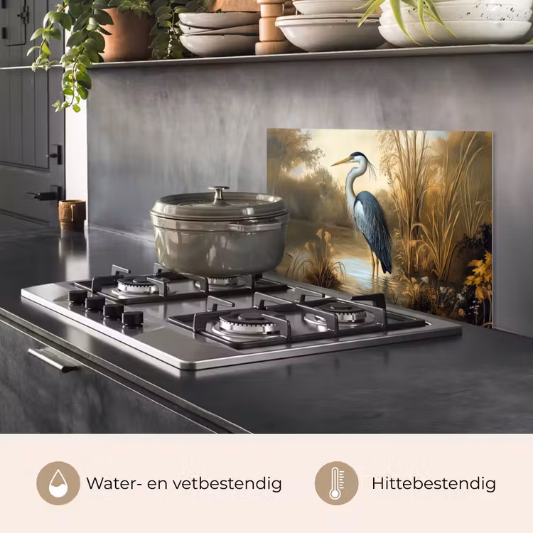 Spatscherm keuken - Reiger - Water - Planten — 7