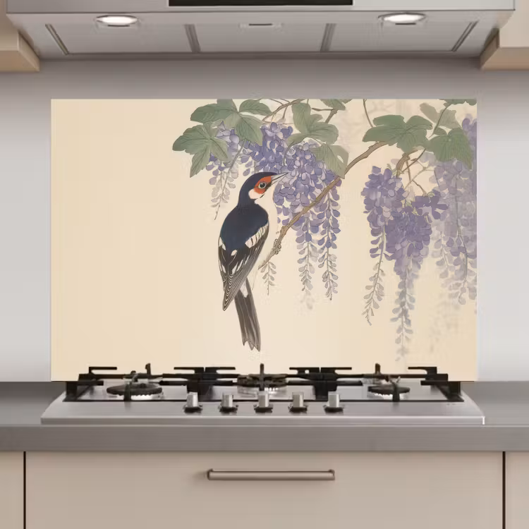 Spatscherm keuken - Specht - Bloemen - Paars — 1