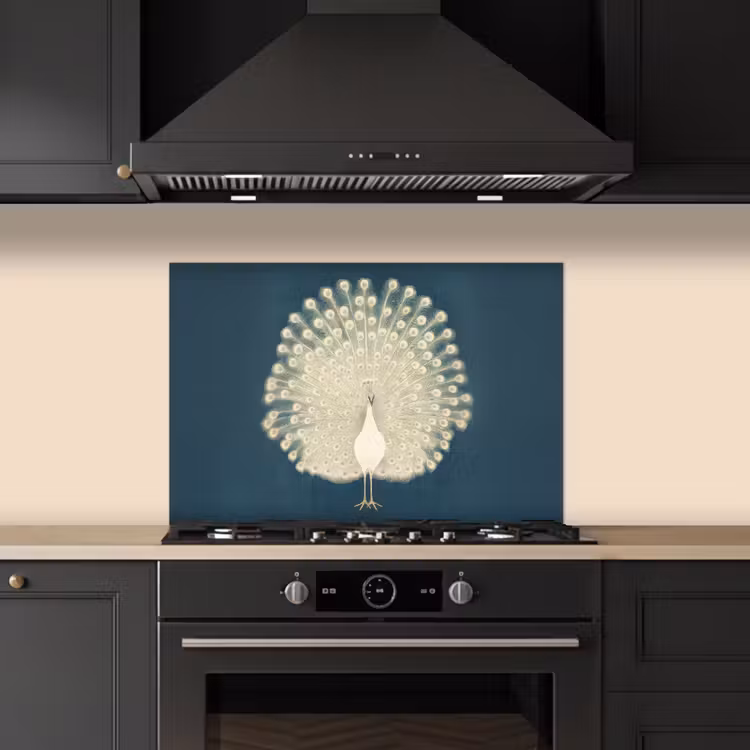 Spatscherm keuken - Vogel - Blauw - Vintage — 2