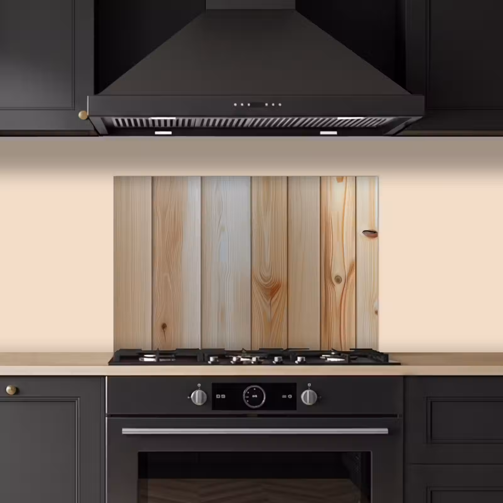 Spatscherm keuken - Hout - Planken - Licht — 1