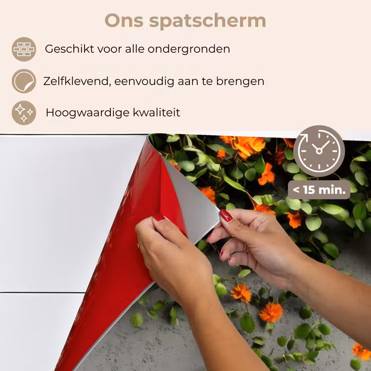 Spatscherm keuken - Bloemen - Muur - Oranje — 3