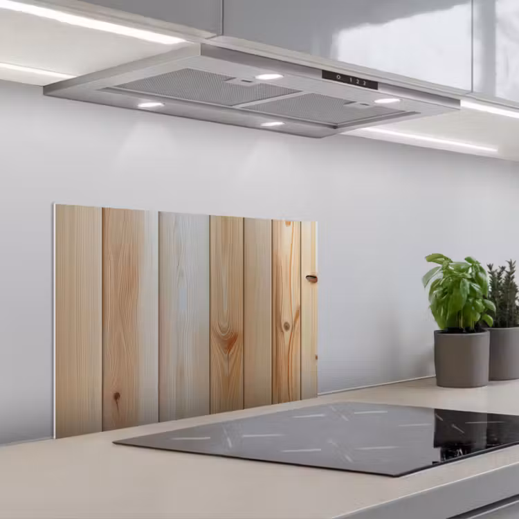 Spatscherm keuken - Hout - Planken - Licht — 4