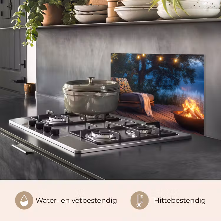 Spatscherm keuken - Kampvuur - Meer - Avondlicht — 6