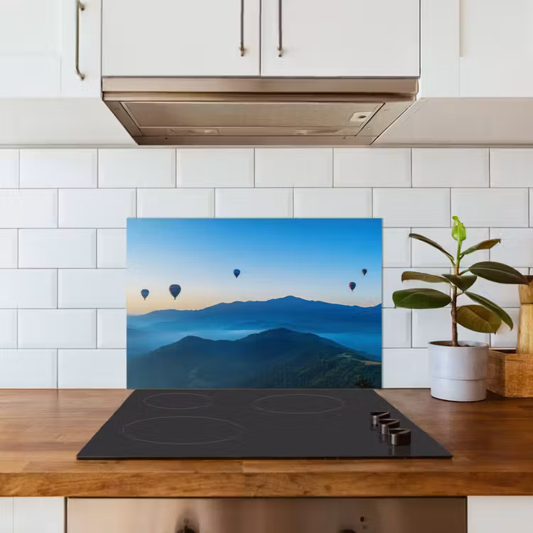 Spatscherm keuken - Luchtballonnen - Bergen - Zonsopgang - Landschap — 5