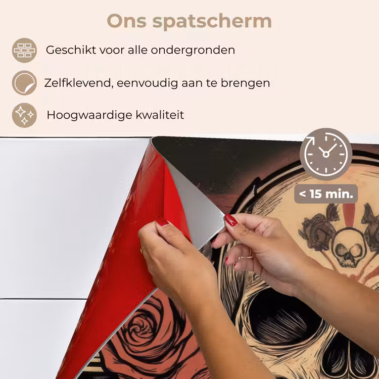 Spatscherm keuken - Schedel - Rozen - Gotisch — 3