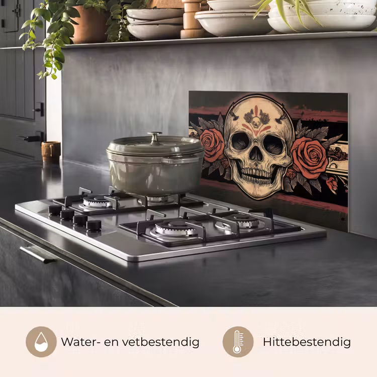 Spatscherm keuken - Schedel - Rozen - Gotisch — 6