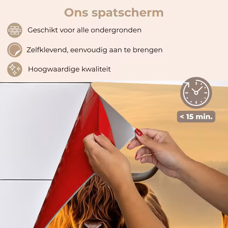 Spatscherm keuken - Schotse hooglanders - Heide - Landschap - Dieren — 3