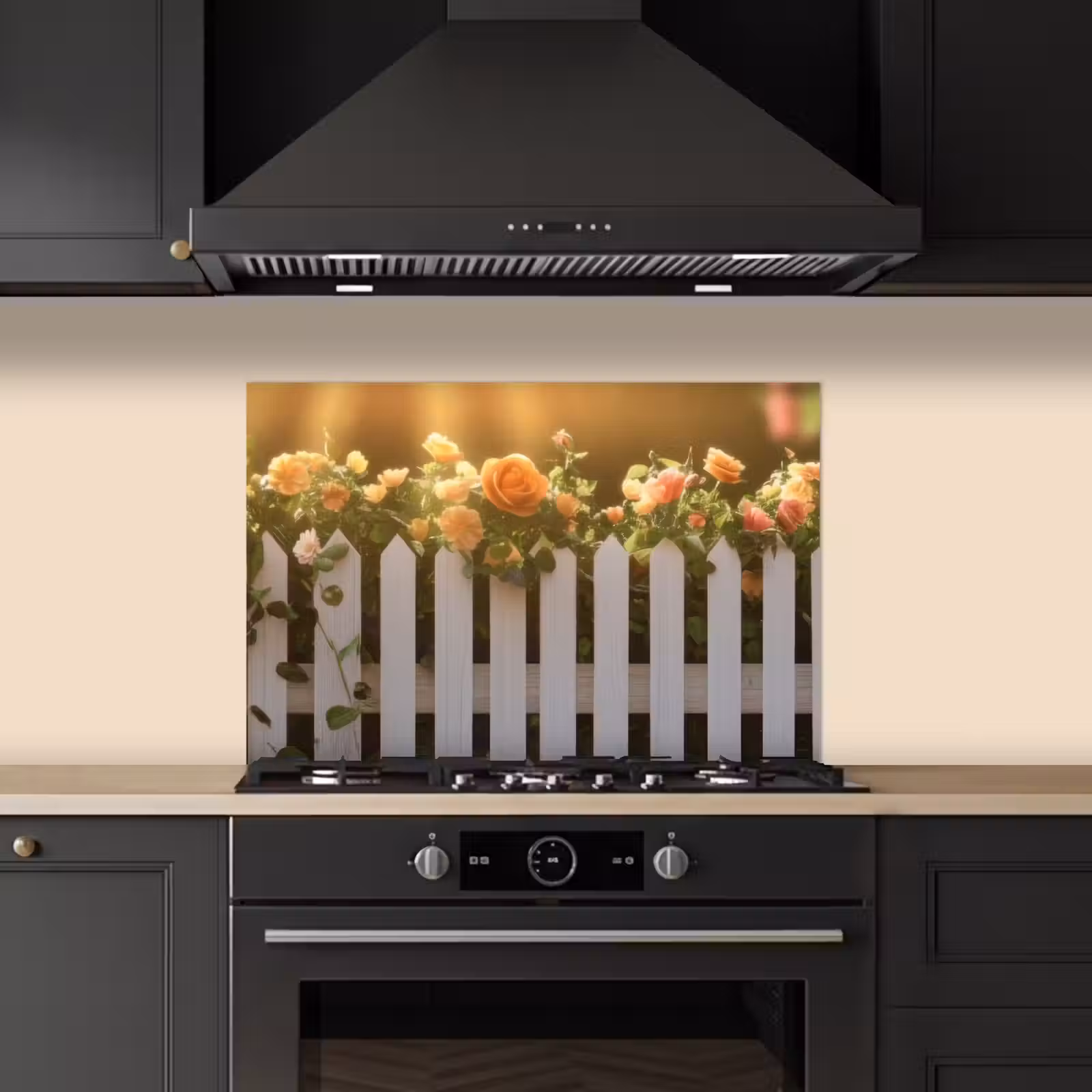 Spatscherm keuken - Rozen - Hek - Zonlicht — 1