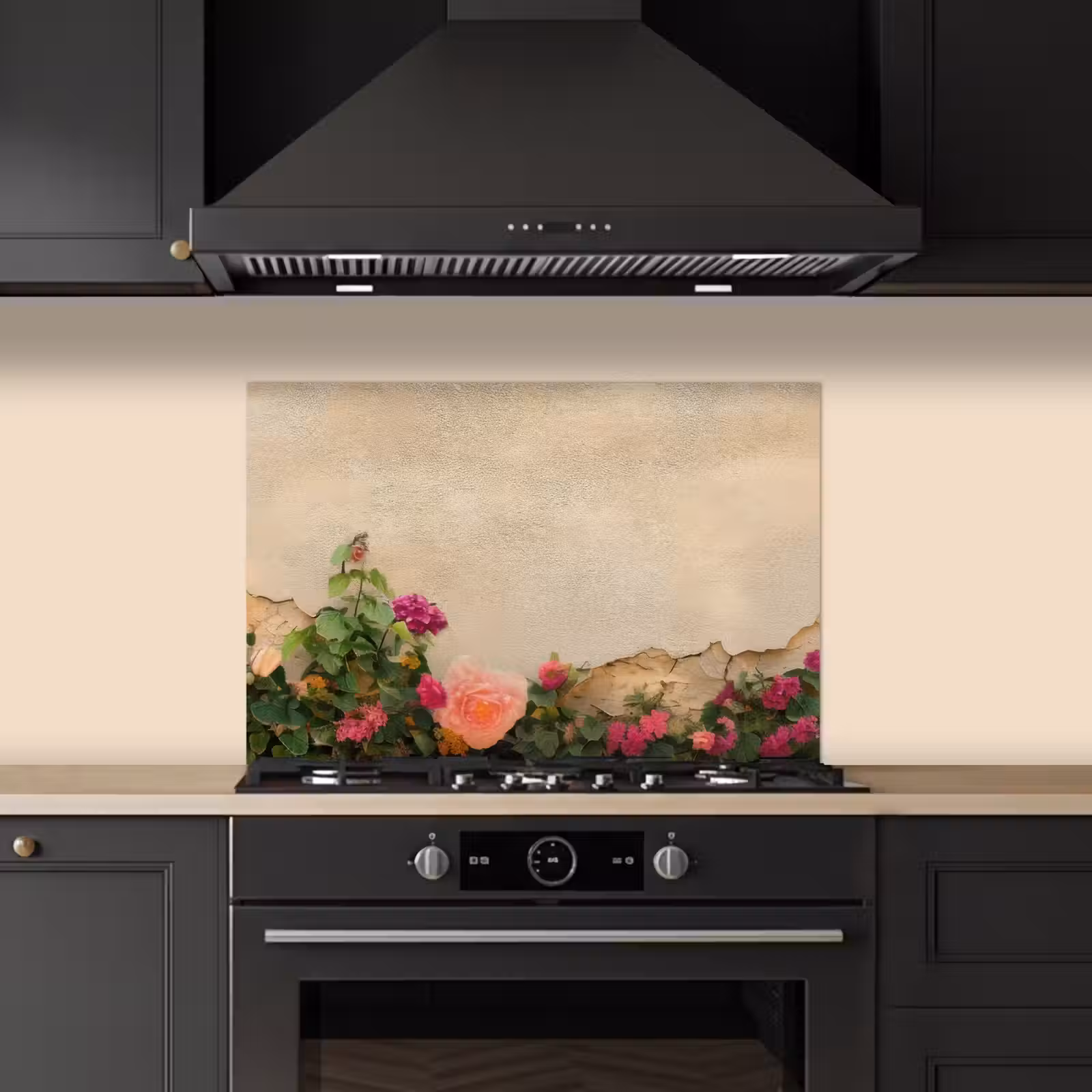 Spatscherm keuken - Rozen - Muur - Vintage — 1
