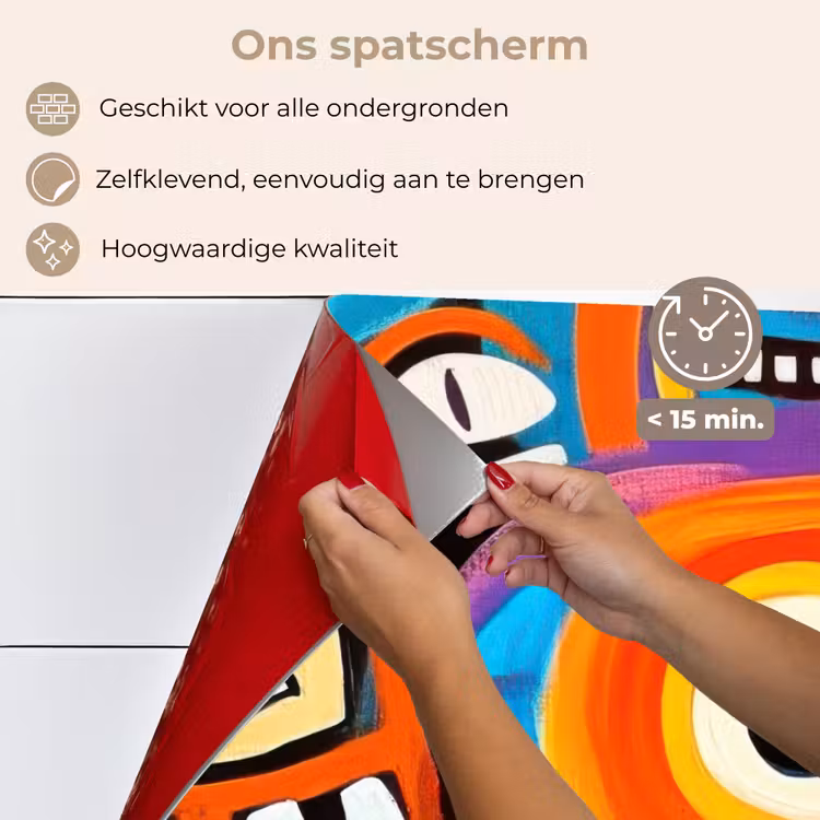 Spatscherm keuken - Abstract - Gezicht - Kleurrijk — 3