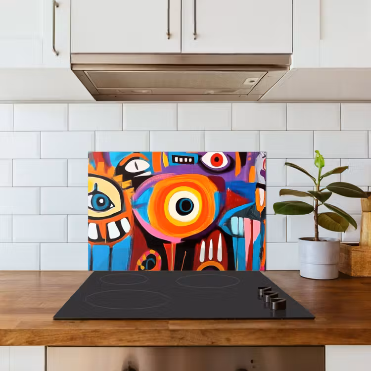 Spatscherm keuken - Abstract - Gezicht - Kleurrijk — 5