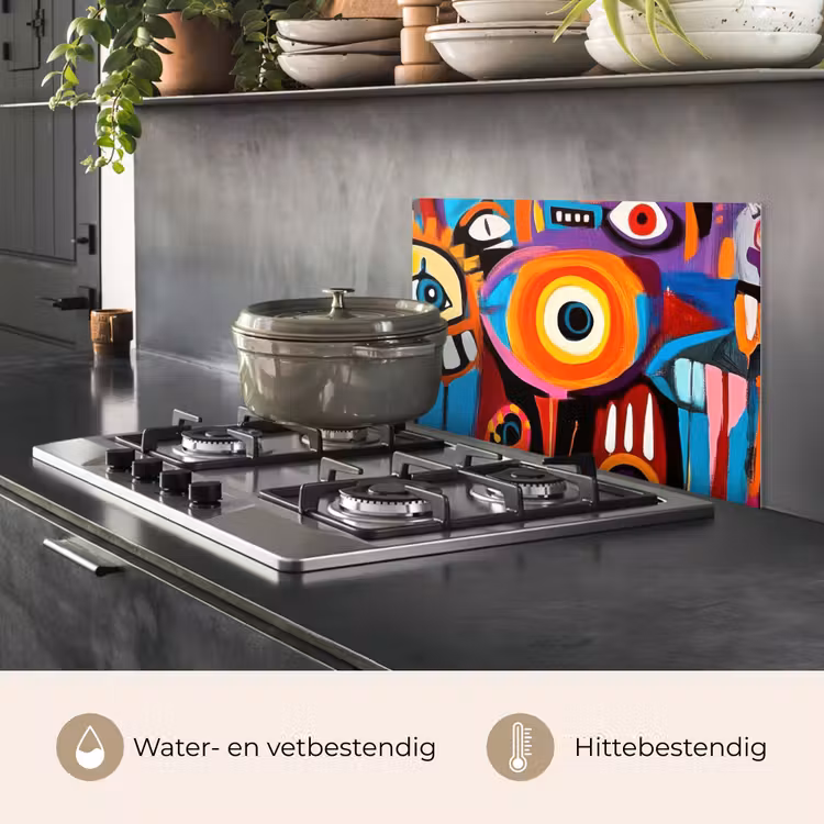 Spatscherm keuken - Abstract - Gezicht - Kleurrijk — 6