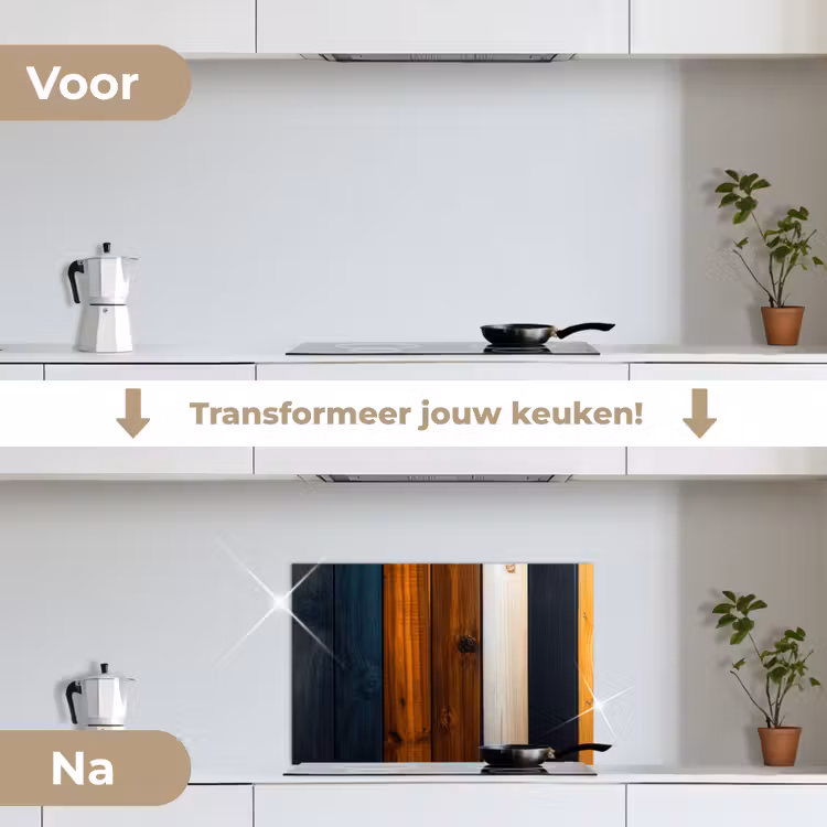 Spatscherm keuken - Hout - Planken - Donker - Warm — 2